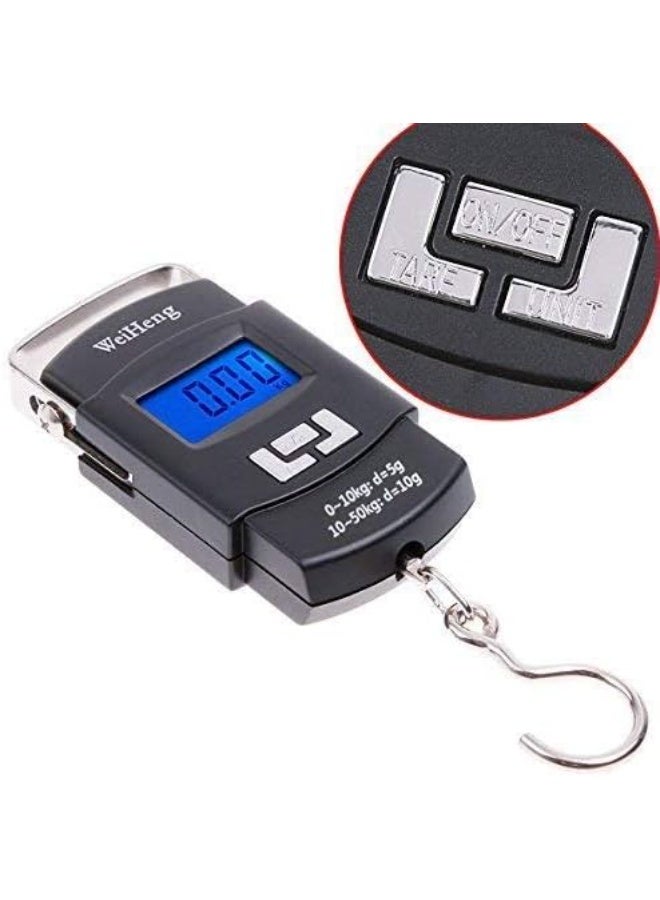 Portable Luggage Scale Electronic Digital Scale Weighs Hanging Suitcase Up to 50kg, Black, 50kg - Image 3